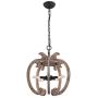 Farmhouse Cottage 4-Light Candle Wood Chandelier, French Country Wooden Light Fixture Wood Pendant Ceiling Light for Dining Room, Living Room, Foyer, Hall, Restaurant - Burlywood