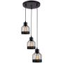 Weesalife Pendant Light with Rustic Black Metal Cage Shade Industrial Retro Matte Black Adjustable 3-Lights Hanging Lighting Pendant Lamp Fixture for Kitchen Island, Barn, Dining Room, Cafe, Farmhouse