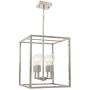 4 Light VINLUZ Modern Style Lighting in Brushed Nickel Finish,Industrial Cage Dining Room Chandelier Metal Hanging Pendant Light Fixture