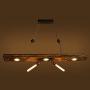 LAKIQ Industrial Farmhouse Kitchen Island Pendant Lighting 5 Lights Wooden Chandelier Rustic Loft Hanging Ceiling Lights Fixture for Bar Restaurant Dining Room