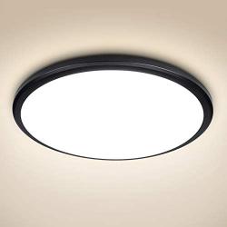 bedee 24W Ceiling Lights LED Flush Mount, IP44 Waterproof Ceiling Light Fixture, 12 inch Black Round Ceiling Lamp for Kitchen, Bathroom, Bedroom, Hallways, Stairwell, 4200K, 2040LM, Natural White