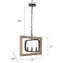 LNC Kitchen Island Lighting, Dining Room Chandelier, Vintage Farmhouse Island Lights with Adjustable Chain, Distressed Wood and Matte Metal, 17” Length