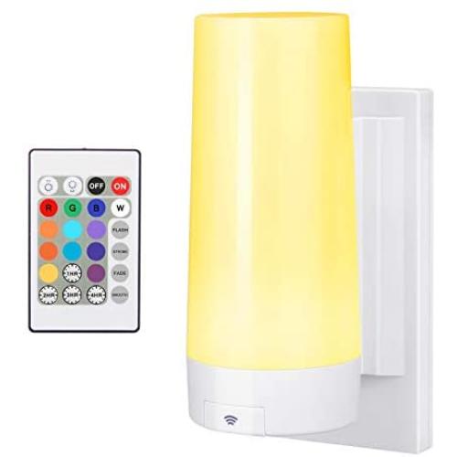 BIGLIGHT Wireless Wall Sconce Light Battery Operated, Multi Color Changing, Remote Controlled, Dimmable Night Light, RGB Stick on Lamp for Hallway Bathroom Kids Bedroom Home Decor Mood Lighting