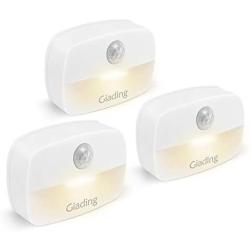 Giading Motion Sensor Night Light Indoor, LED Night Light, Warm White LED, Battery Operated Light, Wall Stick Night Light, Ideal for Closet, Hallway, Kitchen, Bathroom, Bedroom, Stairs, 3 Pack.