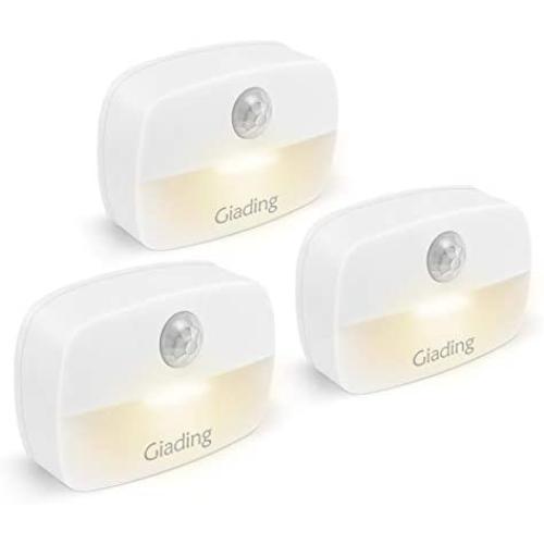 Giading Motion Sensor Night Light Indoor, LED Night Light, Warm White LED, Battery Operated Light, Wall Stick Night Light, Ideal for Closet, Hallway, Kitchen, Bathroom, Bedroom, Stairs, 3 Pack. Giading Motion Sensor Night Light Indoor, LED Night Light, Warm White LED, Battery Operated Light, Wall Stick Night Light, Ideal for Closet, Hallway, Kitchen, Bathroom, Bedroom, Stairs, 3 Pack.