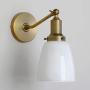 Permo Industrial Vintage Slope Pole Wall Mount Single Sconce with 5.5'' Oval Dome Milk White Glass Shade Wall Sconce Light Lamp Fixture (Antique)