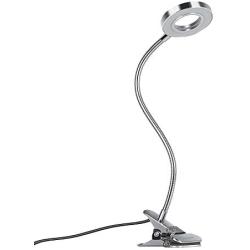 LED Clip Lamp/Light,Eye Protection Reading Light for Headboard/Office/Dorm,3 Modes & 10 Dimming Clamp Desk Lamp with Auto Off Timer,360°Flexible Gooseneck Night Light,7W,Silver(No Adapter Edition)