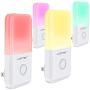 Plug-in Night Lights for Kids, RGB Colorful LED Wall Night Light with Dusk to Dawn Sensor, Warm White Night Lighting for Bedroom, Bathroom, Hallway, Stairs, Auto Nightlights for Kids/Adults (4 Pack)