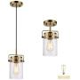 CLK Glass Pendant Light with Brass Finish, Kitchen Island Hanging Light with Seedy Glass Shade, Modern Glass Pendant Lamp for Dining Room, Farmhouse, Restaurants, Bars, Corridor (Bulb Included)