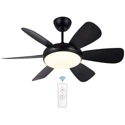 52'' Ceiling Fan with Light, Flush Mount Ceiling Fan Light with Remote Control, 3 Color Changeable, Adjustable Speed&Timing, Low Profile Fan Light for Living Room,Dining Room,Bedroom,Hallway (Black)