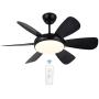 52'' Ceiling Fan with Light, Flush Mount Ceiling Fan Light with Remote Control, 3 Color Changeable, Adjustable Speed&Timing, Low Profile Fan Light for Living Room,Dining Room,Bedroom,Hallway (Black)