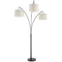 Kira Home Akira 78.5'' 3-Light Modern Arc Floor Lamp with Weighted Base & 3-Way Switch, Oatmeal Shades + Oil Rubbed Bronze Finish