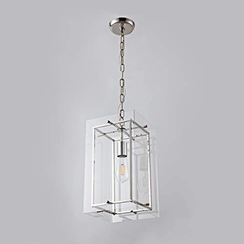 Modern Pendant Light Lantern Chandelier Light Fixtures with Adjustable Chain Contemporary Unique Ceiling Hanging Pendant for Kitchen Island, Dining Room, Farmhouse, Foyer, Entryway Nickel, UL Listed