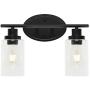 BONLICHT Double Sconce Vintage Industrial 2-Lights Wall Sconces with Clear Glass Shade,Black Vanity Light Fixture Rustic Wall Mounted Lamp for Porch Farmhouse Bedroom Bathroom Mirror