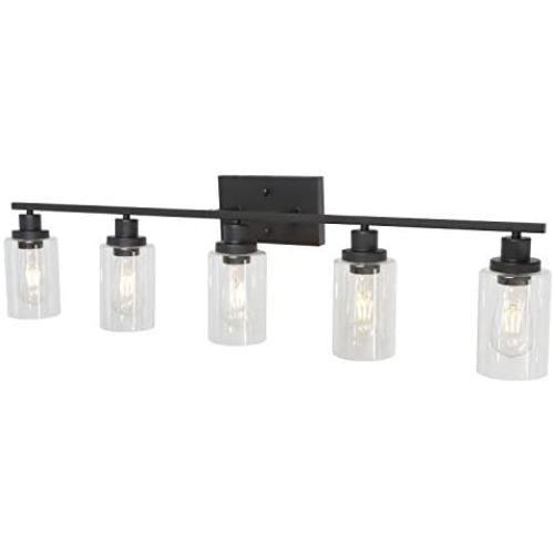 5-Light Wall Light Fixtures MELUCEE Vanity Lights Bathroom Fixtures Oil Rubbed Bronze Finished with Clear Glass, Industrial Wall Sconce for Living Room Bedroom Hallway Kitchen