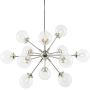 Ink+Ivy Paige Twelve Modern Chandeliers-Height Adjustable, Plated Finish, Glass Sphere Shades Pendant Sputnik Ligthing Lamp Ceiling Dining Room Lighting Fixtures Hanging, LED Compatible, Silver