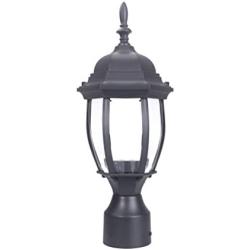 LIT-PaTH Outdoor Post Light Pole Lantern Lighting Fixture with One E26 Base Max 100W, Aluminum Housing Plus Glass, Matte Black Finish