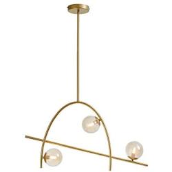 Glass Globe Sputnik Chandelier Modern 3 Light Molecule Pendant Lighting,G9 Mid Century Brass Finish Ceiling Lamp for Dining Room Hallway