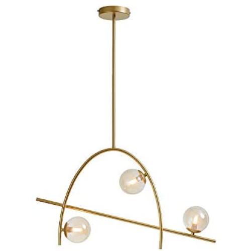 Glass Globe Sputnik Chandelier Modern 3 Light Molecule Pendant Lighting,G9 Mid Century Brass Finish Ceiling Lamp for Dining Room Hallway