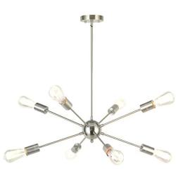 8-Light Sputnik Chandelier Modern Pendant Lighting Brushed Nickel Vintage Ceiling Light Fixture UL Listed by Vinluz