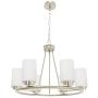 TODOLUZ 6-Lights 24.8” Large Round Dining Room Light Fixtures Hanging Brushed Nickel Wagon Wheel Farmhouse Chandelier Lighting with Opal White Glass for Living Room Foyer