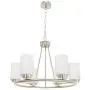 TODOLUZ 6-Lights 24.8” Large Round Dining Room Light Fixtures Hanging Brushed Nickel Wagon Wheel Farmhouse Chandelier Lighting with Opal White Glass for Living Room Foyer