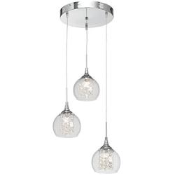 Encircled Crystal Chrome Multi Light Pendant Chandelier 12'' Wide Modern Clear Glass 3-Light Fixture for Dining Room House Foyer Kitchen Island Entryway Bedroom Living Room - Possini Euro Design