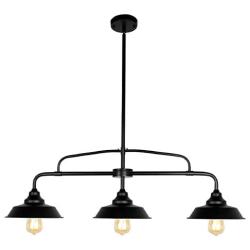 PUZHI HOME Black Kitchen Island Light, 3 Lights Farmhouse Pendant Lighting with Metal Shades Modern Chandelier Hanging Dining Room Light for Kitchen Dining Room Farmhouse