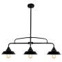 PUZHI HOME Black Kitchen Island Light, 3 Lights Farmhouse Pendant Lighting with Metal Shades Modern Chandelier Hanging Dining Room Light for Kitchen Dining Room Farmhouse
