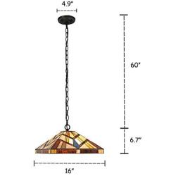 Capulina Tiffany Dining Table Lights, 16 Inch Wide Hanging Tiffany Style Lamp, 2-Light Stained Glass Lighting Fixtures, Stained Glass Dining Room Lights, Mission Style Tiffany Pendant Lights