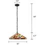Capulina Tiffany Dining Table Lights, 16 Inch Wide Hanging Tiffany Style Lamp, 2-Light Stained Glass Lighting Fixtures, Stained Glass Dining Room Lights, Mission Style Tiffany Pendant Lights