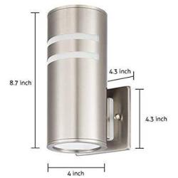 TengXin Outdoor Wall Sconce, Cylinder Wall Light with Stainless Steel 304 and Toughened Glass, Waterproof,E27,8.7'' Height,UL Listed. (Silver, 8.7'' Height)