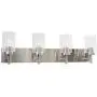 VINLUZ 4 Lights Bathroom Vanity Light Fixture Brushed Nickel Sconces Wall Lighting Modern Industrial Indoor Wall Mounted Lamp, Contemporary Wall Light for Kitchen Living Room Dining Room