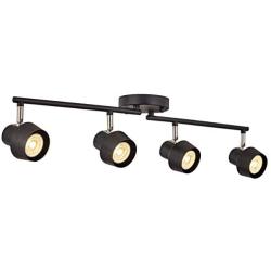 TeHenoo 4-Light Track Lighting Fixtures,Adjustable Track Heads, Foldable LED Track Ceiling Light for Kitchen, Office,Dining Room,Bar,Black