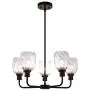 XiNBEi Lighting Chandeliers, Black Chandelier 5 Light, Pendant Lighting with Glass for Living & Dining Room XB-C1210-5-MBK