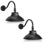 2 Pack - 14in. Black Gooseneck Barn Light LED Fixture for Indoor/Outdoor Use – Photocell Included - Swivel Head - 42W - 3800lm - Energy Star Rated - ETL Listed - Sign Lighting - 3000K (Warm White)