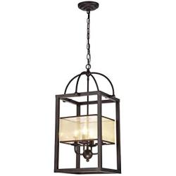 YidaFan 4-Light Chandelier, Pendant Light Fixtures, Farmhouse Rustic Pendant Light with Adjustable Chain for Dining Room, Foyer, Kitchen, Hallway, Bar