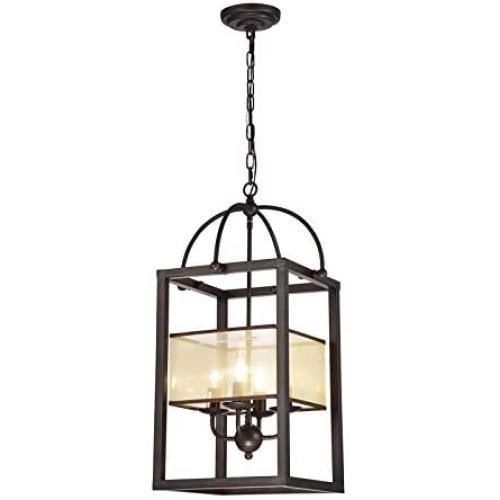 YidaFan 4-Light Chandelier, Pendant Light Fixtures, Farmhouse Rustic Pendant Light with Adjustable Chain for Dining Room, Foyer, Kitchen, Hallway, Bar