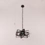 Unitary Brand Antique Black Metal Drum Shape Round Pendant Light with 5 E26 Bulb Sockets 200W Painted Finish