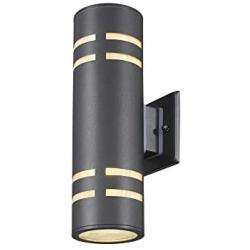 TENGXIN Outdoor Wall Sconce,Up/Down Porch Light,Stainless Steel 304 and Toughened Glass,E27,UL Listed. (Black,13” Height)