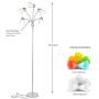 Brightech Medusa LED Floor Lamp - Multi Head Adjustable Tall Pole Standing Reading Lamp for Living Room, Bedroom, Kids Room - Includes 5 LED bulbs and 5 White & Colored Interchangeable Shades – Silver