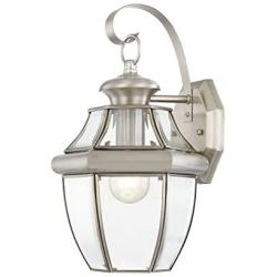 Livex Lighting 2151-91 Monterey 1 Light Outdoor Brushed Nickel Finish Solid Brass Wall Lantern with Clear Beveled Glass