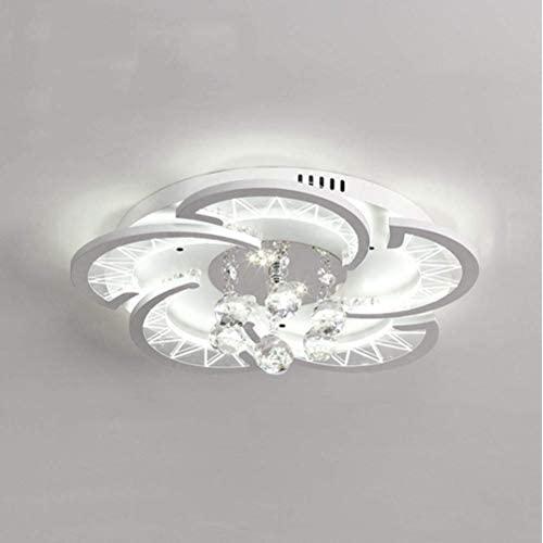LAKIQ Modern LED Ceiling Light Flush Mount Chandelier Light Fixture Acrylic Crystal Flower Shape Close to Ceiling Lamp for Living Room Bedroom Dining Room(17.7’’, White Light)