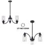 LIGOTFIRE Rustic Chandelier Lighting 3 Light Famhouse Pendant Light Black Celing Hanging Light Fixure Dining Room