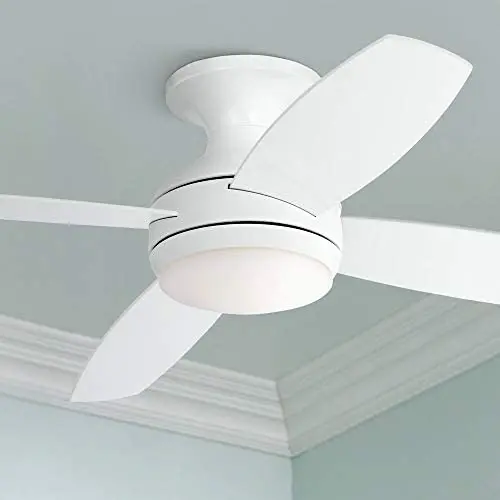 52'' Casa Elite Modern Hugger Low Profile Ceiling Fan with Light LED Dimmable Remote Control Flush Mount White Opal Glass for Living Room - Casa Vieja 52'' Casa Elite Modern Hugger Low Profile Ceiling Fan with Light LED Dimmable Remote Control Flush Mount White Opal Glass for Living Room - Casa Vieja