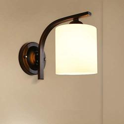 Glass Indoor Light Fixture Wall Mount Sconce, Bedside Reading Light for Living Room Bedroom Corridor LED Light Fixture-White D13H19cm