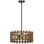 Inlight Farmhouse Chandelier for Kitchen Island, Modern Drum Wooden Chandelier for Dining Room, Adjustable Hanging Pendant Ceiling Light Fixture, 3-Light, Bulb Not Included, ETL Listed, IN-0333-3A-WD