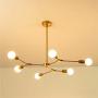 Garwarm Sputnik Chandelier Modern 6 Lights Brushed Brass Pendant Lighting Gold Mid Century Ceiling Light Fixture for Dining Room Living Room Kitchen