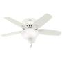 HUNTER 51080 Newsome Indoor Low Profile Ceiling Fan with LED Light and Pull Chain Control, 42'', Fresh White