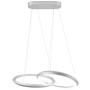 Royal Pearl Modern Chandelier LED 2 Rings Adjustable Pendant Light Contemporary 46W 2300LM Cool White 6000k Pendant Chandelier for Living Room Foyer Kitchen Entry Dining Room, Silver